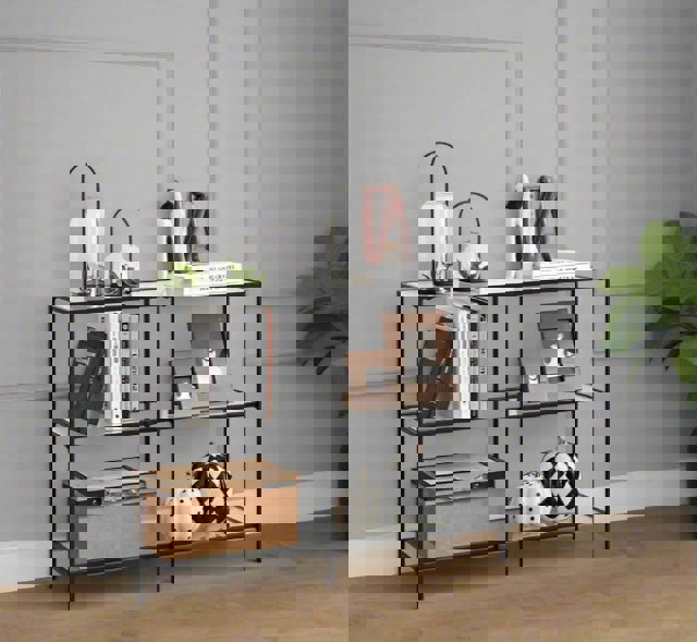 Modcraft Modern 3-Tier Console Table with Tempered Glass Shelves & Black Steel Frame – 100 x 30 x 73 cm