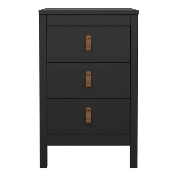 Wyld Haus Wildberry Matt Black Bedside Table 3 Drawers