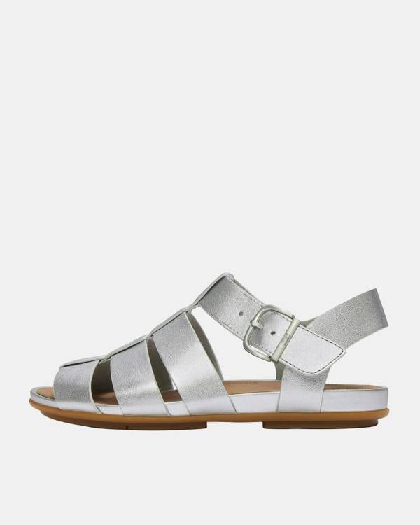 FitFlop Womens Gracie Leather Fisherman Sandals - Silver 011