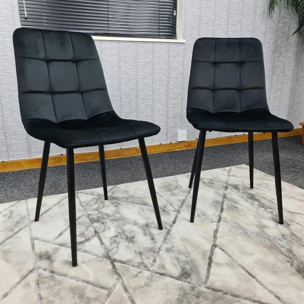 Kosy Koala Dining Chairs Set of 2 Black Velvet Kitchen Chairs
