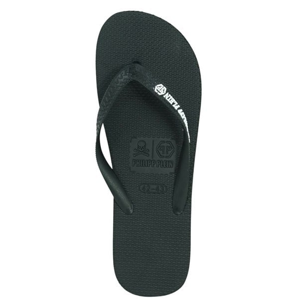 Philipp Plein Brand Logo Flip Flops - Black