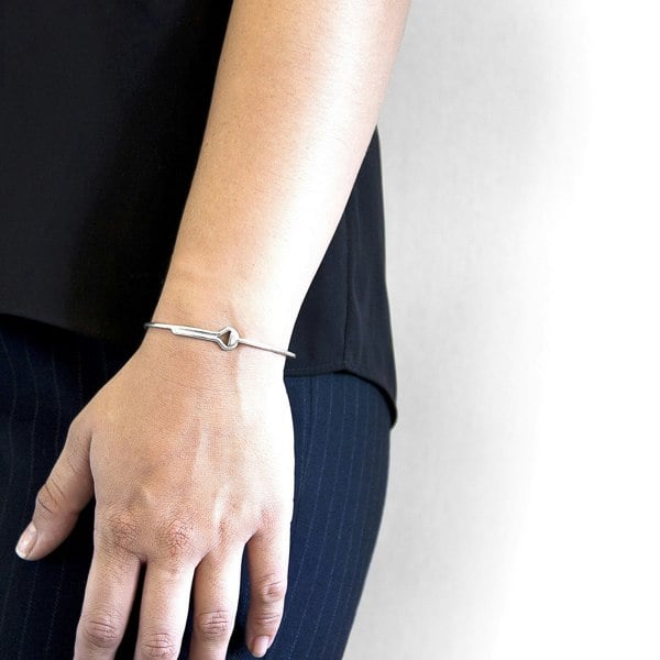 Anchor & Crew Sutton Gate Midi Geometric Silver Bangle As Worn