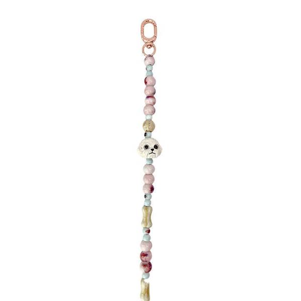 Nimmy Friends Nimmy Big Eye Cute Pet Bischon Fraise Dog Mobile Phone Chain Bag Charm Ceramic Bracelet Pink - N-XDY-SL-02