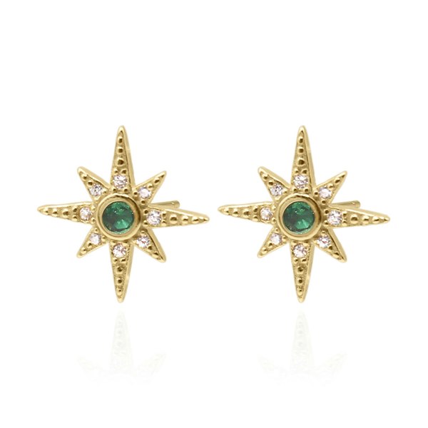 Luna Charles Ursa Birthstone Star Stud Earrings - 18K Gold Plated