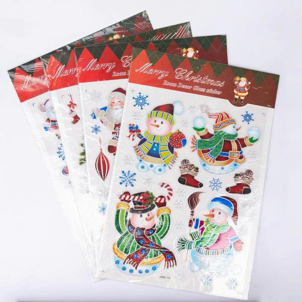 4 Pack 3D Christmas Window Stickers Assorted PVC Clings for Glass and Smooth Surfaces image 3
