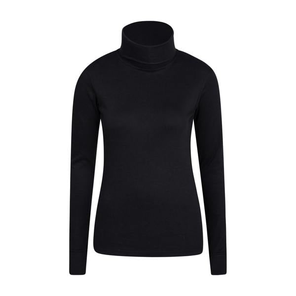 Mountain Warehouse Womens Meribel Cotton Roll Neck Long-Sleeved Top - Black