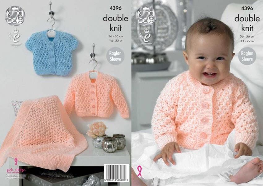 King Cole Baby Knitting Pattern 4396, Blankets, Cardigans for Baby, 14 inch - 22 inch - Advanced