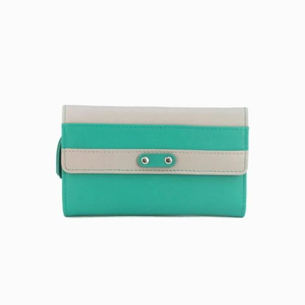 Eastern Counties Leather Womens Madison Striped Leather Purse - Turquoise/Ivory