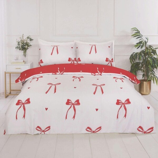 Rapport Printed Bows Duvet Cover Set - Red