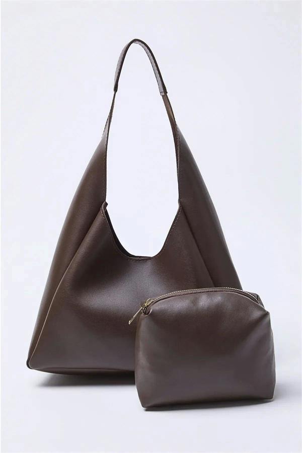 WOVCOR Oval Shoulder Bag with Matching Makeup Pouch