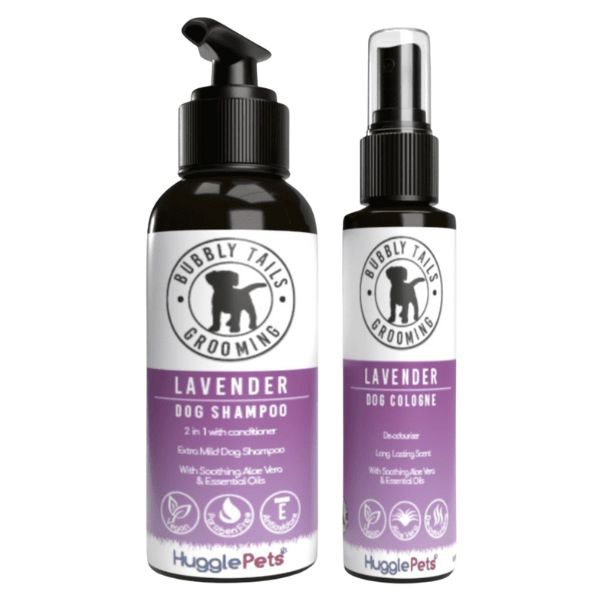 HugglePets Bubbly Tails Dog Shampoo and Deodorising Cologne Spray Set