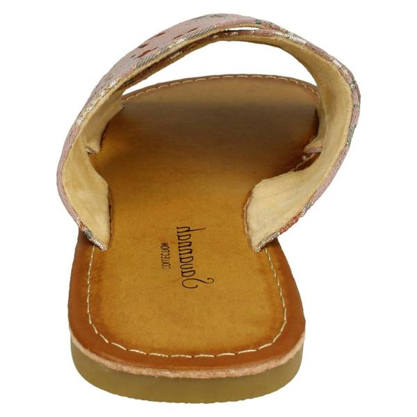 Savannah Ladies Savannah Cross Strap Patterned Mules