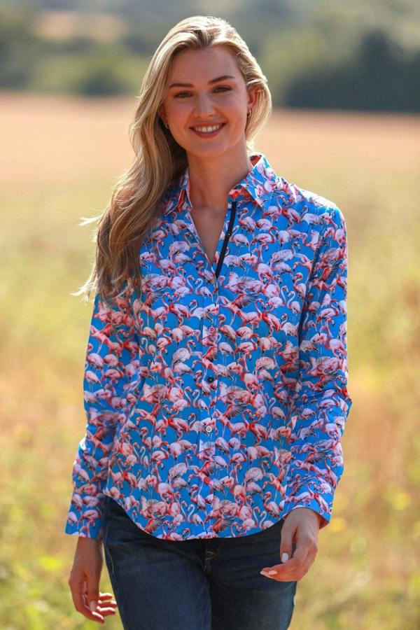 FLAMBOYANCE OF FLAMINGOS  WOMENS  PRINT SHIRT - Premium Men's Patterned Shirt by Claudio Lugli | Bold Design, Tailored Fit, Best Printed Shirts