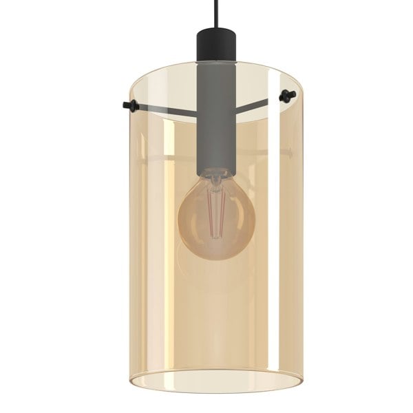 EGLO Polverara Amber Glass Single Pendant Light WBS