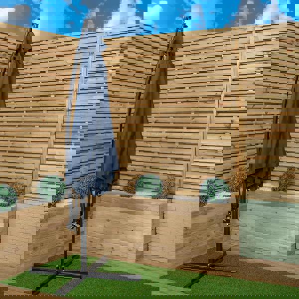 Samuel Alexander 3m Blue Cantilever Parasol with Crank & UV Protection Garden Umbrella