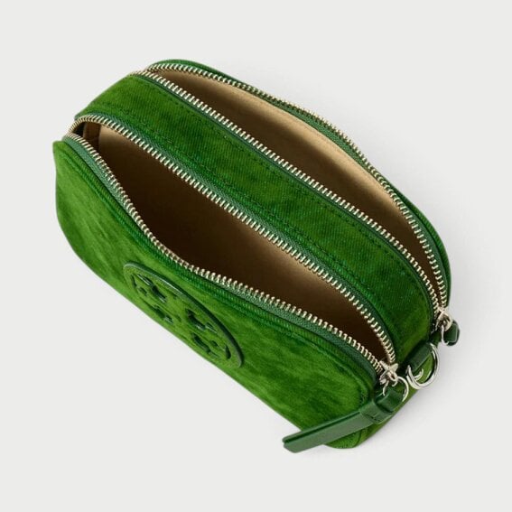Tory Burch Miller Flocked Mini Crossbody Bag Emerald Green