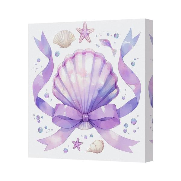 Benjamin Tate Design Pastel Purple Seashell Canvas Art Print On Deep Wooden Frame