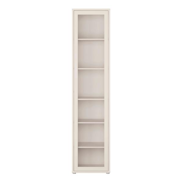 Furniture To Go Alice Springs Slim Tall Display Cabinet with 1 Glass Door Push-to-Open & 5 Shelves in Sand