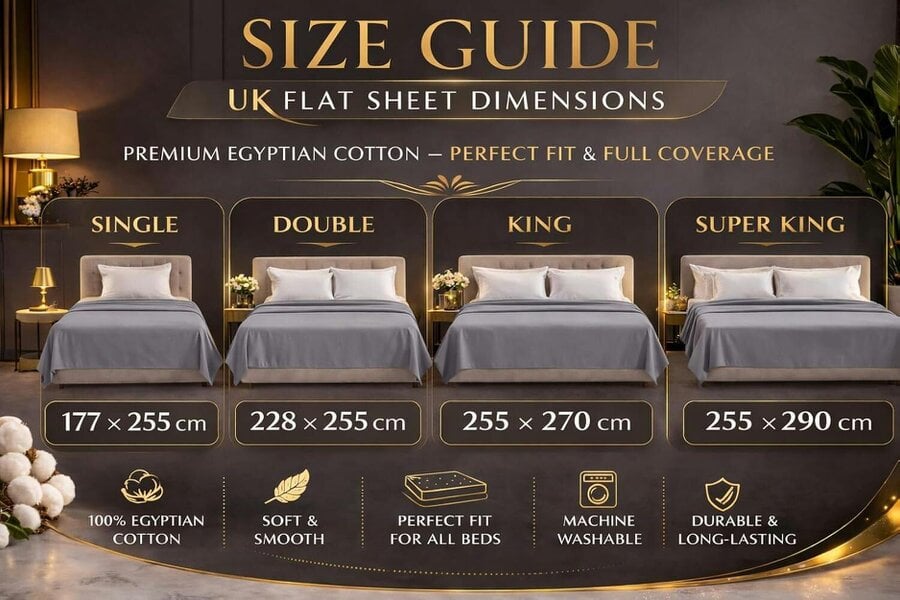 Night Zone 200 Thread Count Egyptian Cotton Flat Sheet – Hotel Quality Bed Linen - Grey