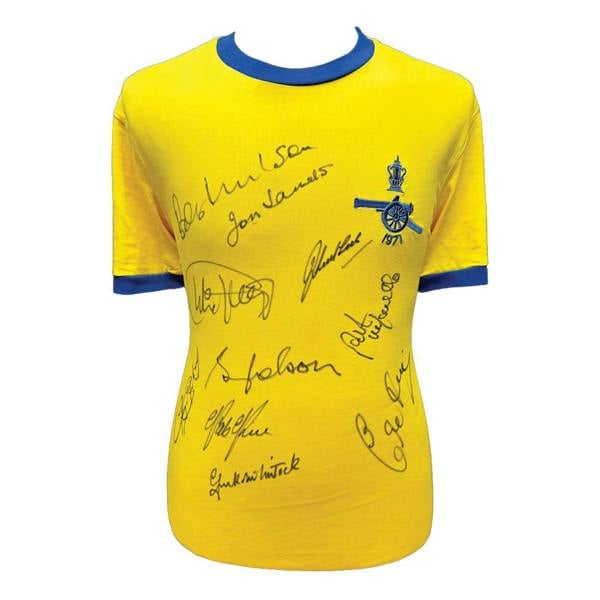 Unbranded Arsenal 1971 FA Cup Final shirt signed by 10 — Framed