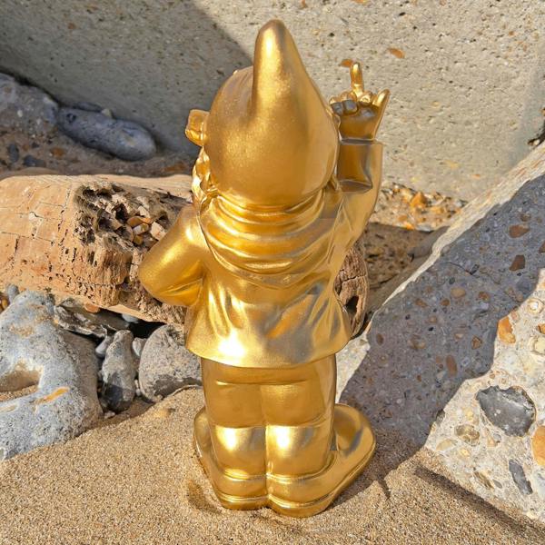 Stoobz 30cm F**k You Naughty Middle Finger Gold Gnome Ornament