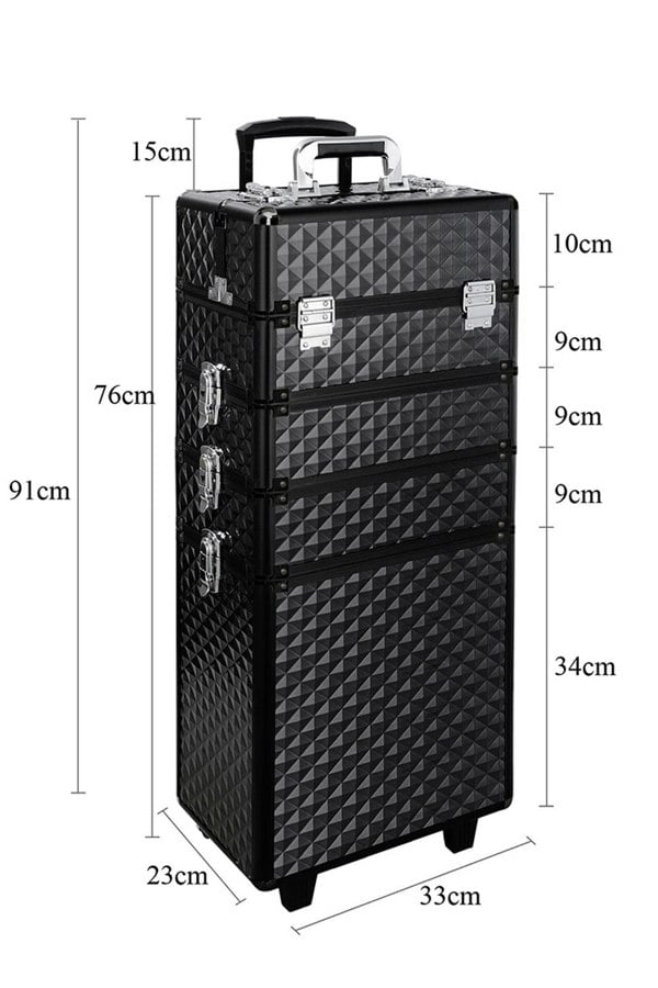 Living and Home 4 in 1 Professional Rolling Cosmetic Train Case Trolley Case Beauty Storage Box for Hairdressing Beauty