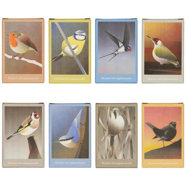 Happily Puzzles British Birds Full Set - 10 x 99 Piece Mini Jigsaw Puzzles