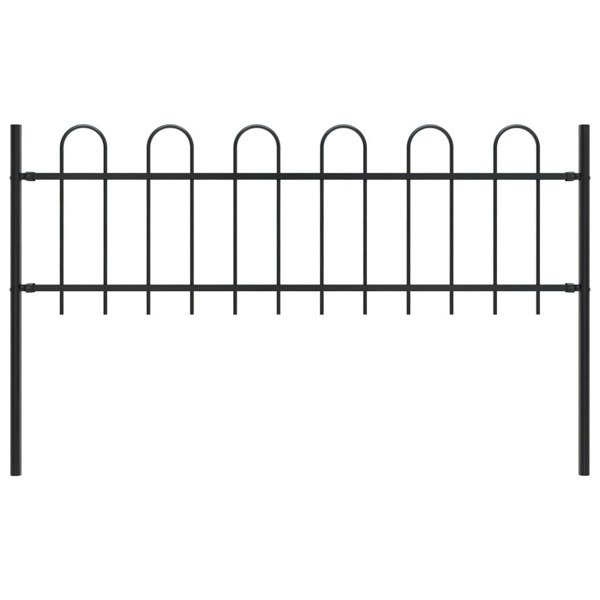 Berkfield Garden Fence with Hoop Top Steel 1.7 m Black
