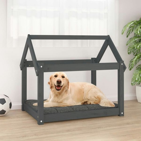 Berkfield Dog Bed Grey 81x60x70 cm Solid Wood Pine