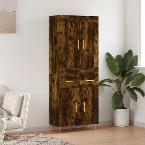 Berkfield Highboard Smoked Oak 69.5x34x180 cm Engineered Wood