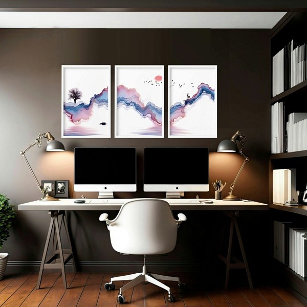 Wall art set of 3 | set of 3 Japanese wall art for office