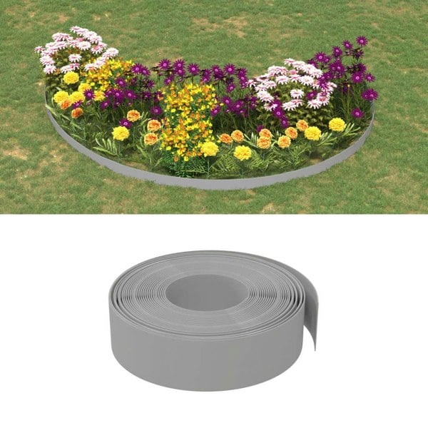 Berkfield Garden Edgings 2 pcs Grey 10 m 15 cm Polyethylene