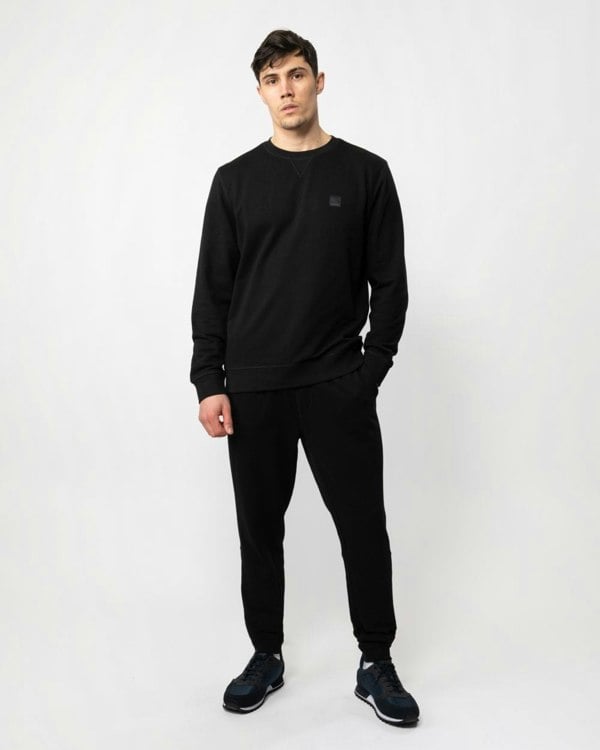 BOSS Orange Westart Mens Crew Neck Sweatshirt With Logo Patch NOS - Black 001