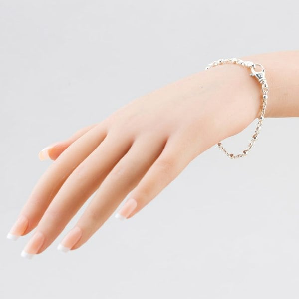 T. H. Baker Argentium Silver 7.5 Inch Ball And Knot Chain Bracelet ARG-943026-7.5
