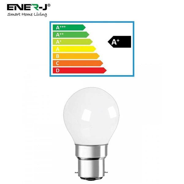ENER-J Pack of 10 units, B22 LED Light Bulb, Golf Ball G45 Bulbs, 35W Incandescent Equivalent, 3W 320lm Bayonet Lightbulb - 3000K