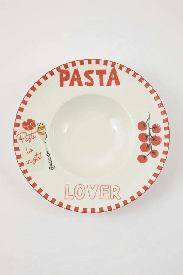 Patterned Porcelain Pasta Plate