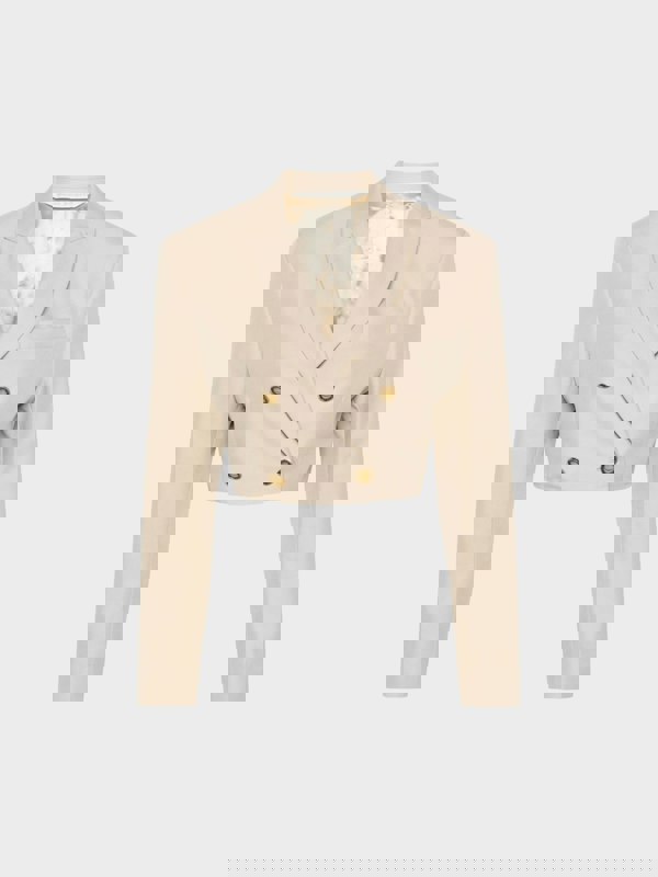 Palm Angels Buttons Cropped Blazer Beige - Womens