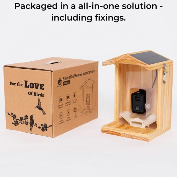 Callow Retail Wooden Bird Feeder with AI Bird Detection Camera