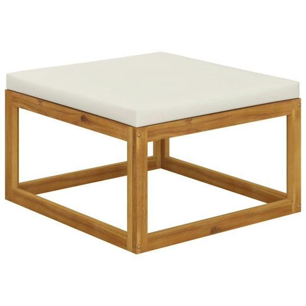 Berkfield Footrest with Cream White Cushion Solid Wood Acacia