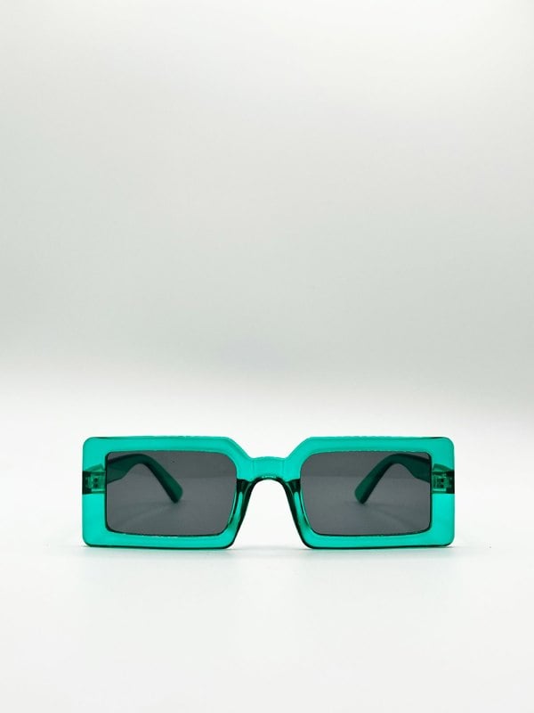 SVNX Light blue oversized rectangle plastic frame sunglasses