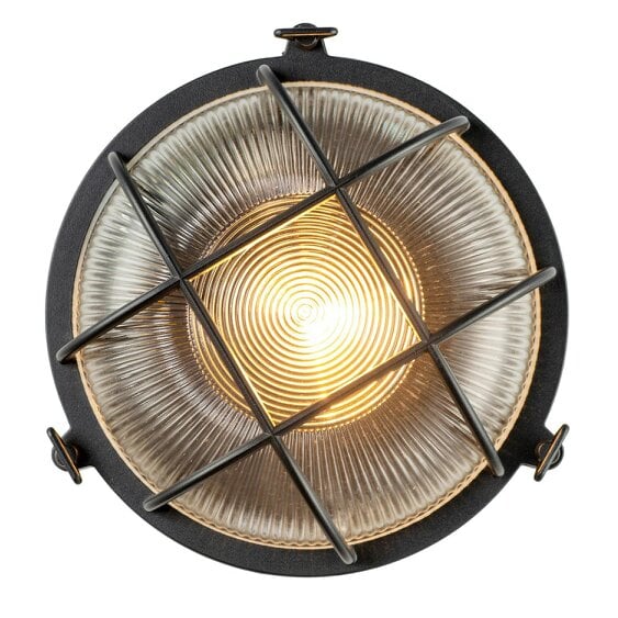 Happy Homewares Industrial Inspired Outdoor IP65 Matte Black Flush Ceiling Light