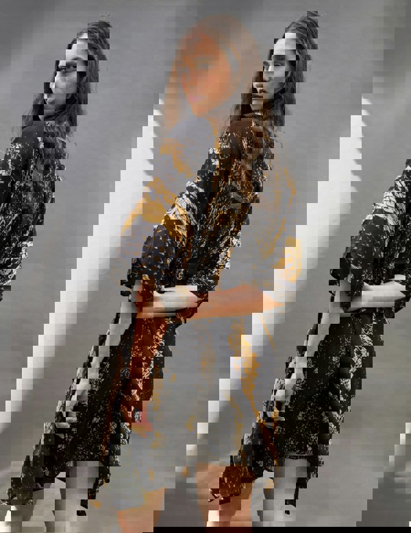 Selina Black Python Knee Caftan