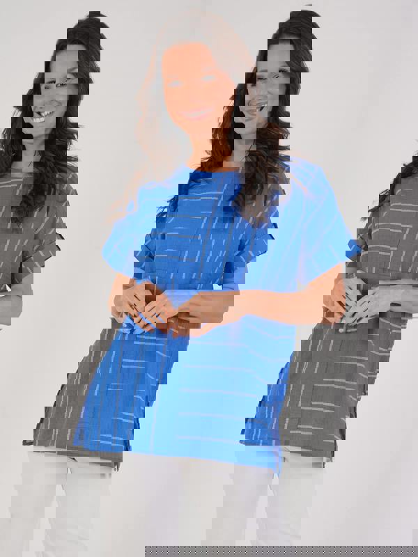 VIZ-A-VIZ Striped Cut And Sew Tunic