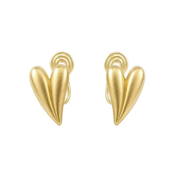 Gold Trip Gold Brushed Heart Clip On Earrings
