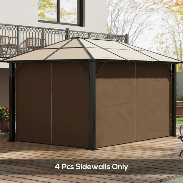Outsunny 3 x 4(m) Universal Gazebo Replacement Sidewall Set, 4 Panels, Beige - 3x4m - Brown