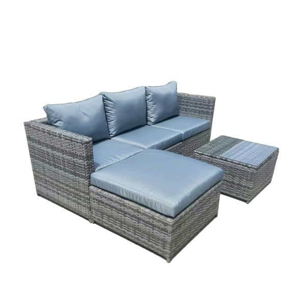 Furniture One Patio Rattan Corner Sofa, Reversible L-Shaped Wicker Outdoor Couch Set
