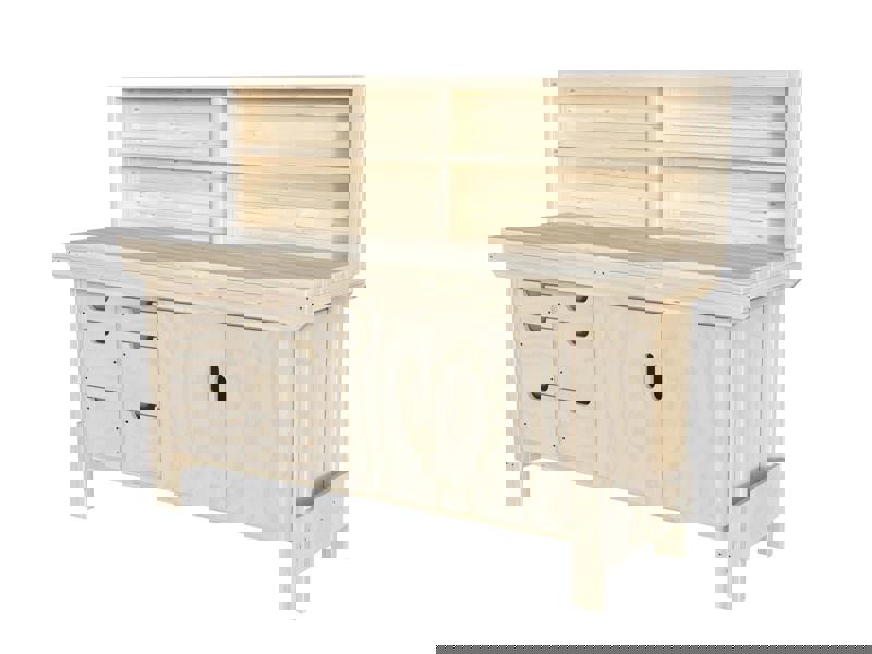 Acorn Heavy-Duty Cupboard Workbench (V.2) – Sturdy Wooden Workbench with Two-Door Cupboard, Multiple Large Drawers, and Optional Back Panel or Pegboard, Ideal for Garages, Workshops, and Sheds