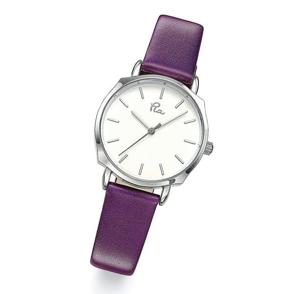 Pia Your Finest Hour Purple Watch, Silver-Tone Case with Purple Leather