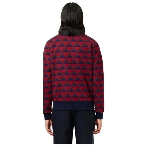 Lacoste Mens Robert George Motif Jacquard Full Zip Sweatshirt - Red/Black Print - 