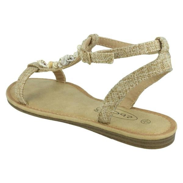 Spot On Ladies Spot On Shell T-Bar Sandals F00360